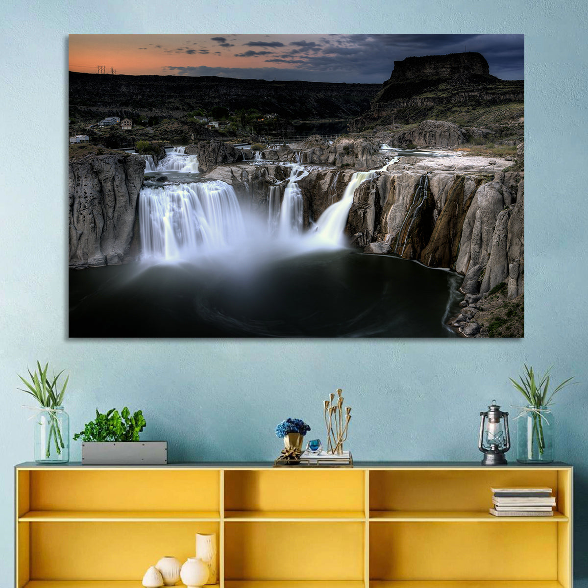 Shoshone Falls at Dusk Wall Art in a room, landscape
