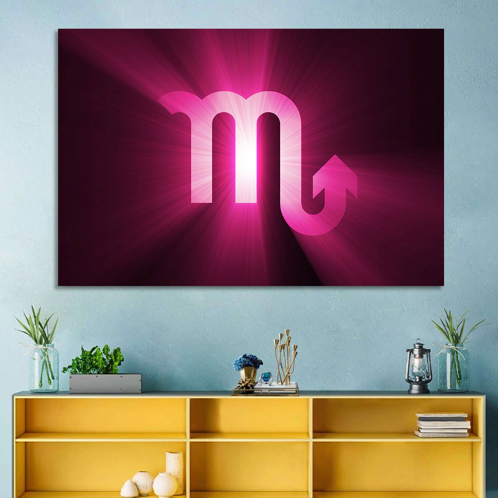 Scorpio Glyph with Magenta Burst Wall Art