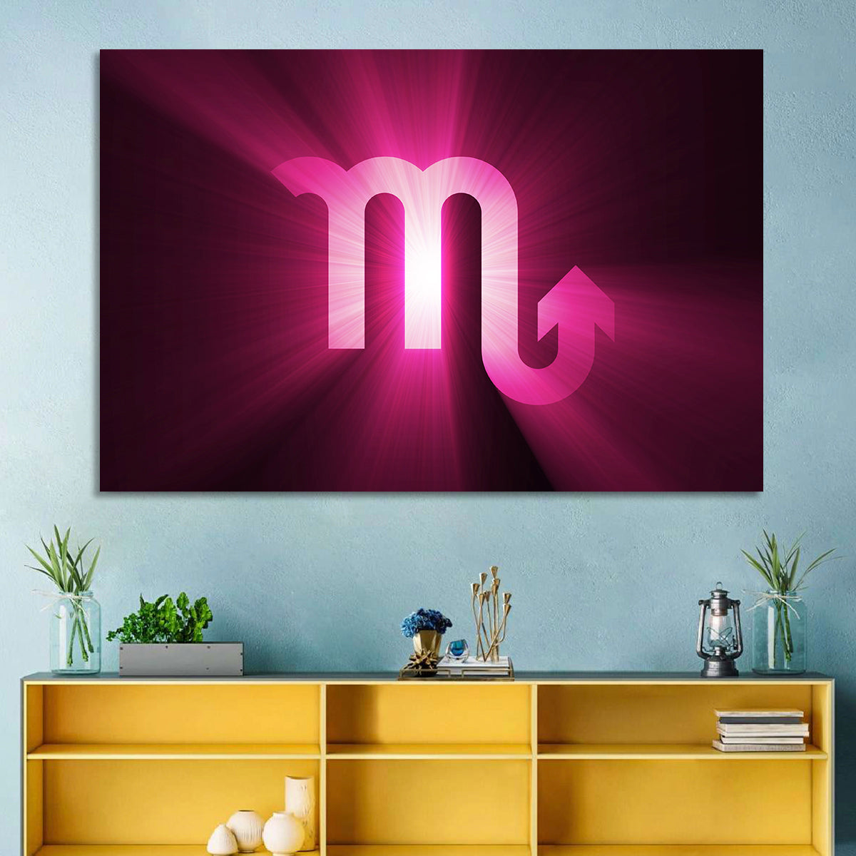 Scorpio Glyph with Magenta Burst Wall Art