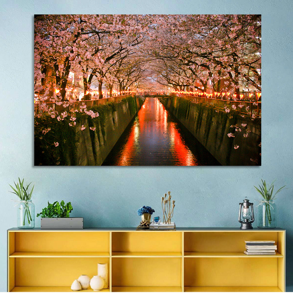 Meguro River Cherry Blossoms Wall Art