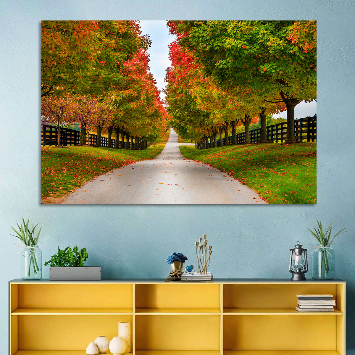 Tree-lined Farm Lane, Kentucky Wall Art in a room, landscape