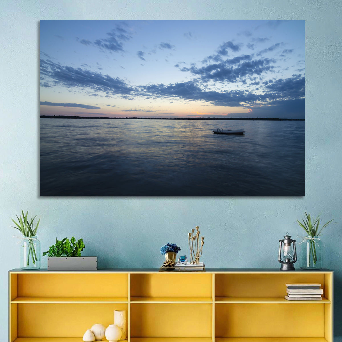 Lake Okoboji at Twilight Wall Art in a room, landscape