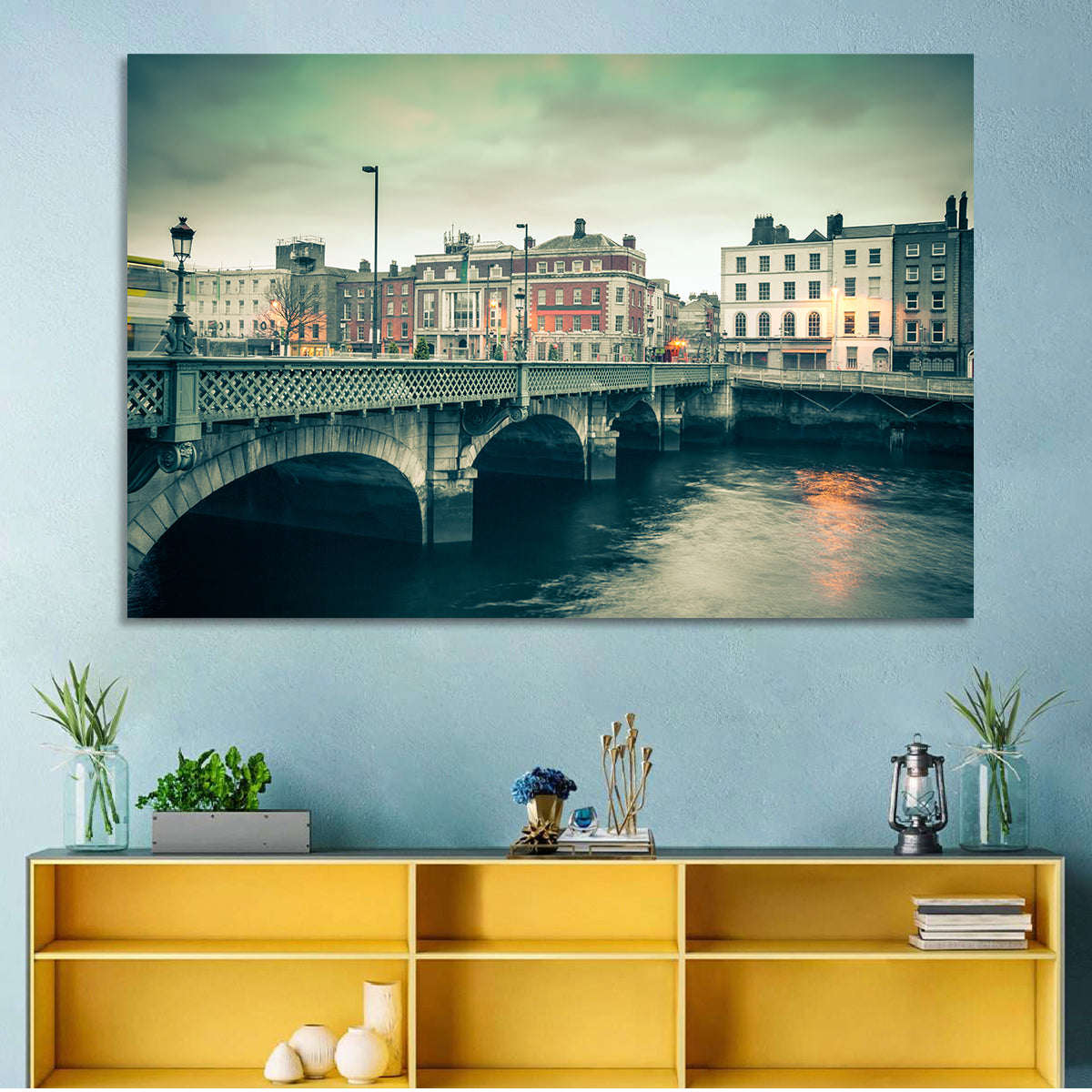 Grattan Bridge Twilight Wall Art in a room, landscape