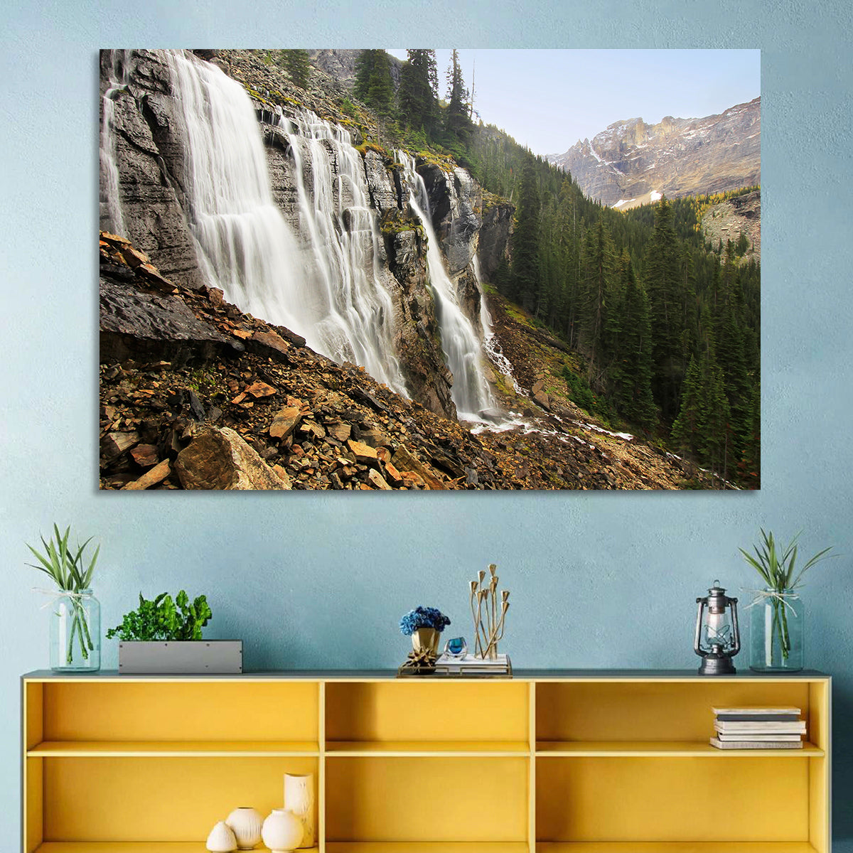 Seven Veils Falls Wall Art in a room, landscape