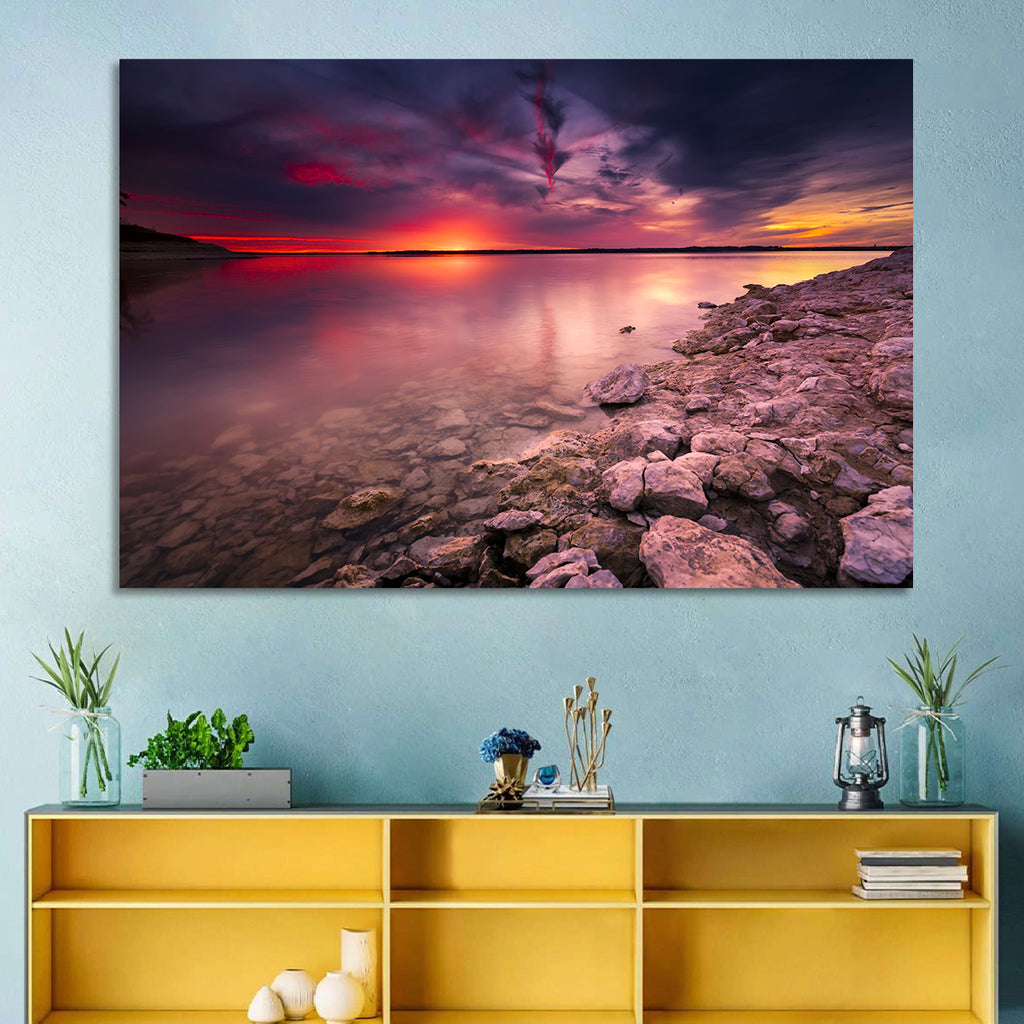 Benbrook Lake Sunset Reflection Wall Art