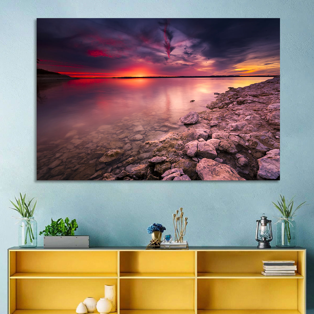 Benbrook Lake Sunset Reflection Wall Art