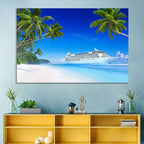 Tropical Beach Cruise Ship Shoreline Wall Art