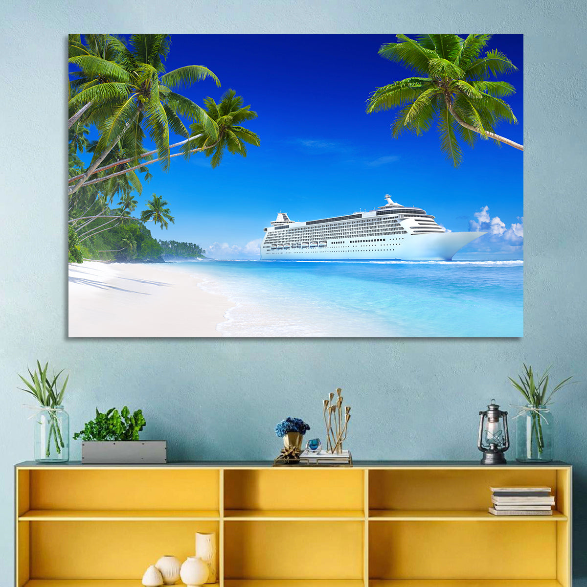 Tropical Beach Cruise Ship Shoreline Wall Art