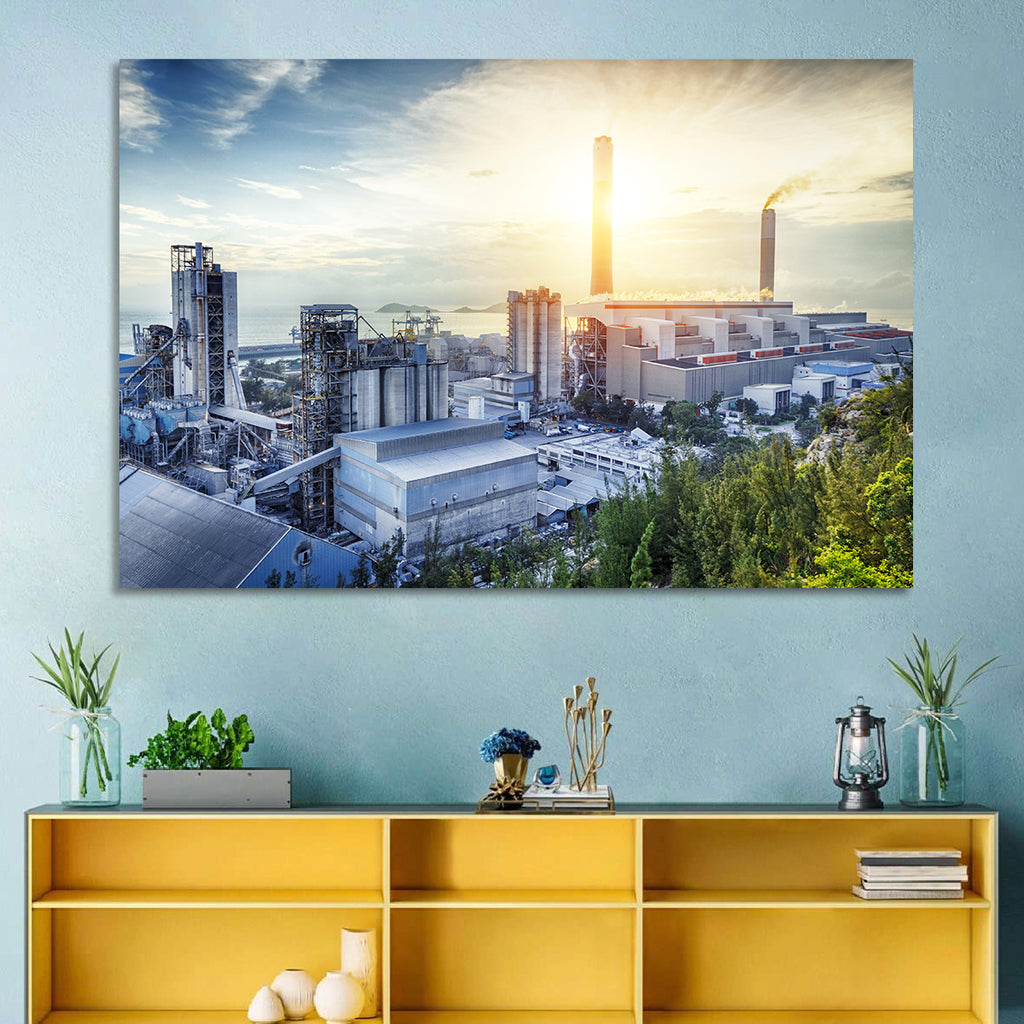 Coastal Power Plant at Sunrise Wall Art