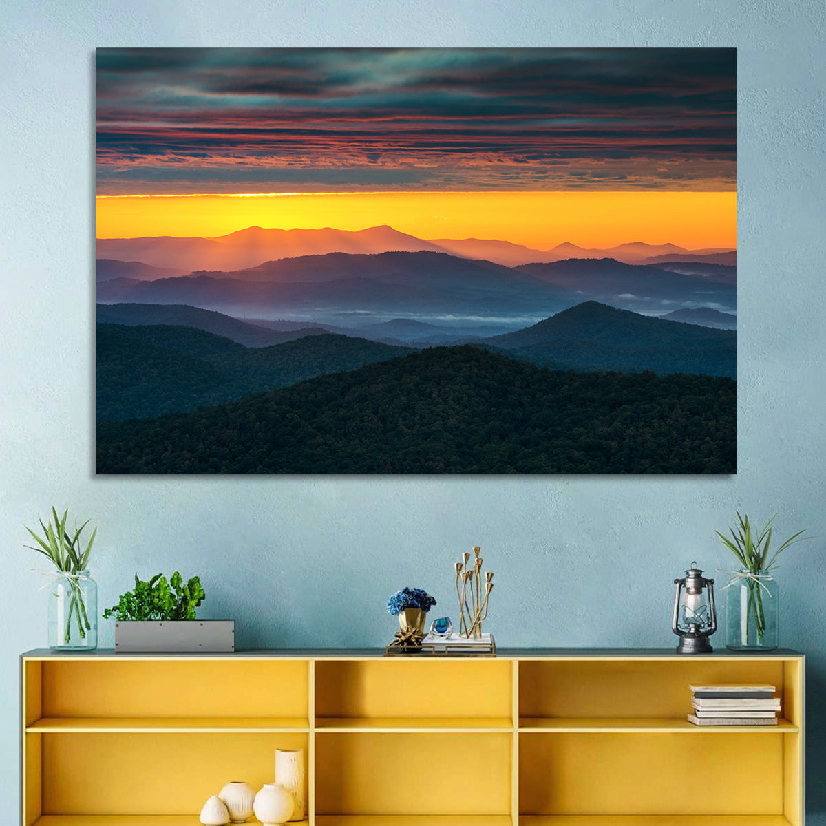 Misty Blue Ridge Sunrise North Carolina Wall Art