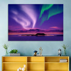Violet Aurora Over Island Lake Wall Art