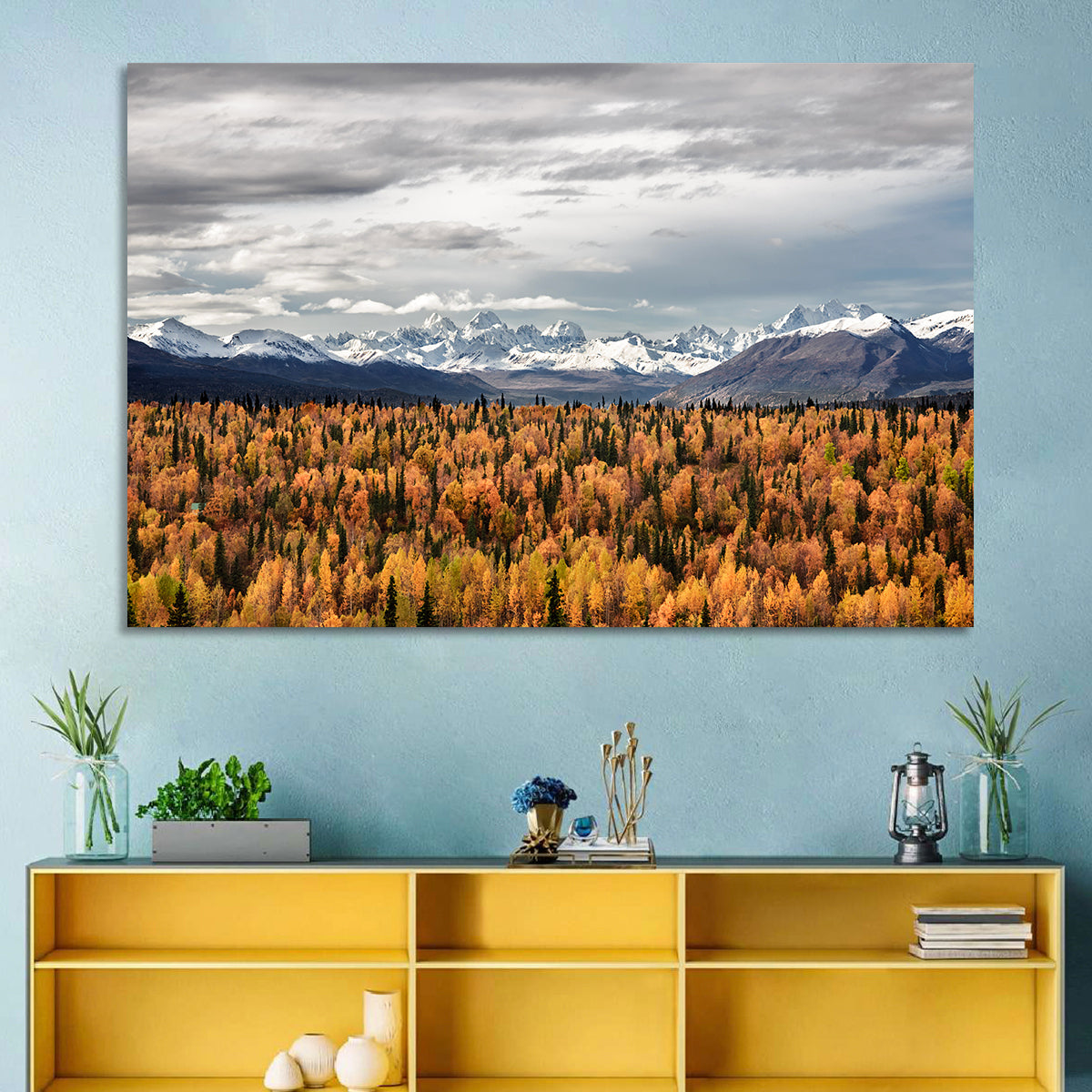 Talkeetna Autumn Landscape Wall Art in a room, landscape