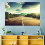 Sunlit Asphalt Road Wall Art