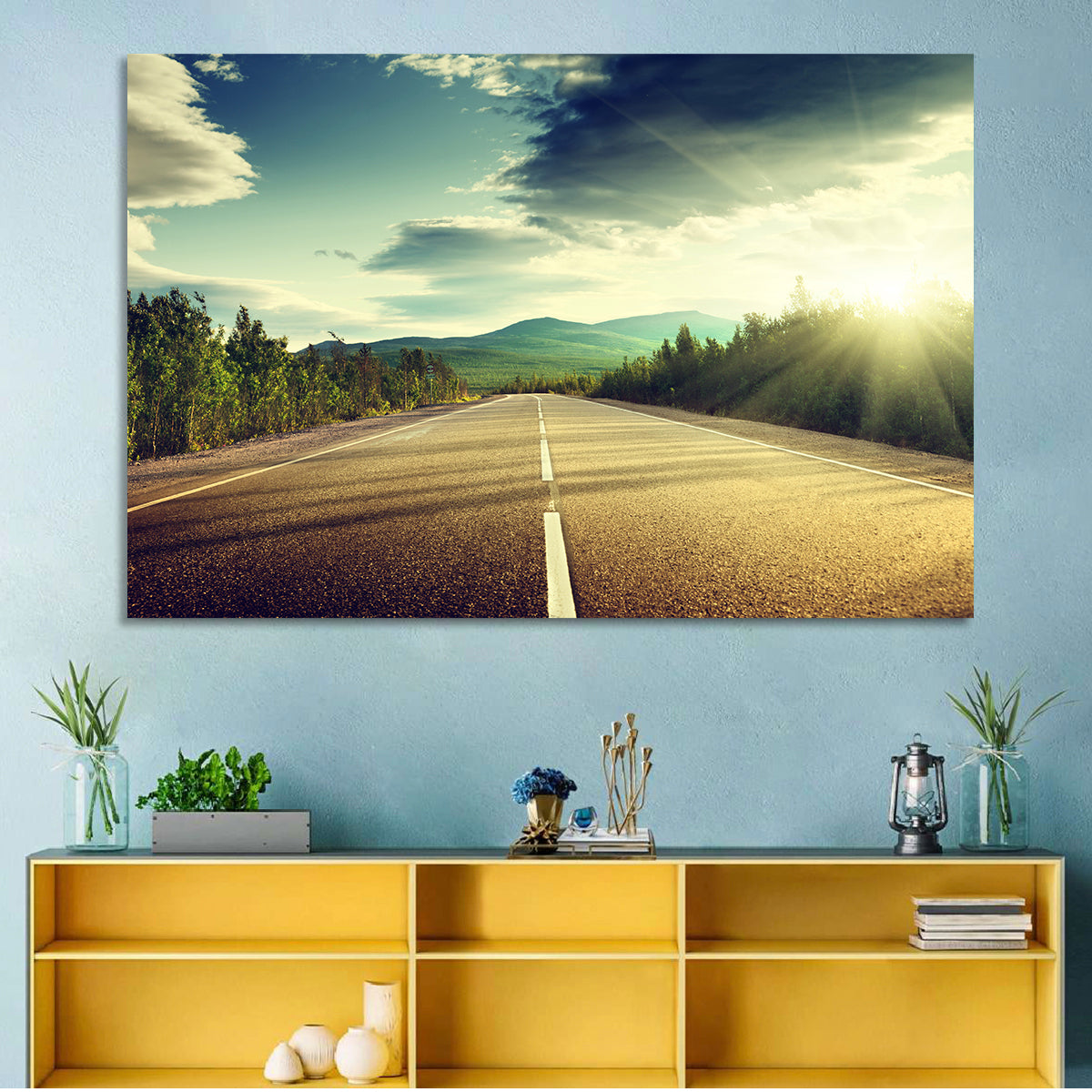 Sunlit Asphalt Road Wall Art