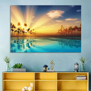 Palms Island Sunset Wall Art