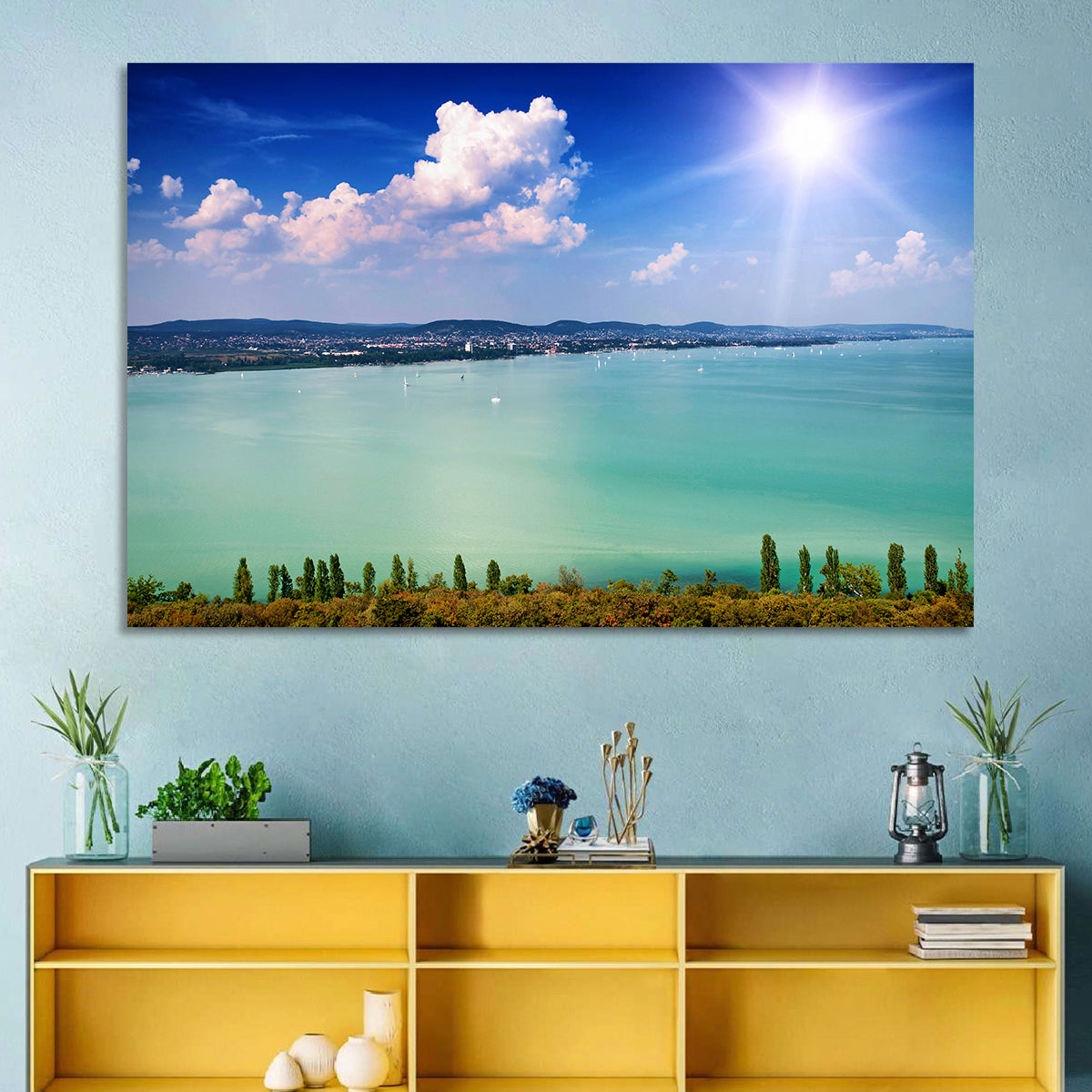 Tihany View Lake Balaton Wall Art in a room, landscape