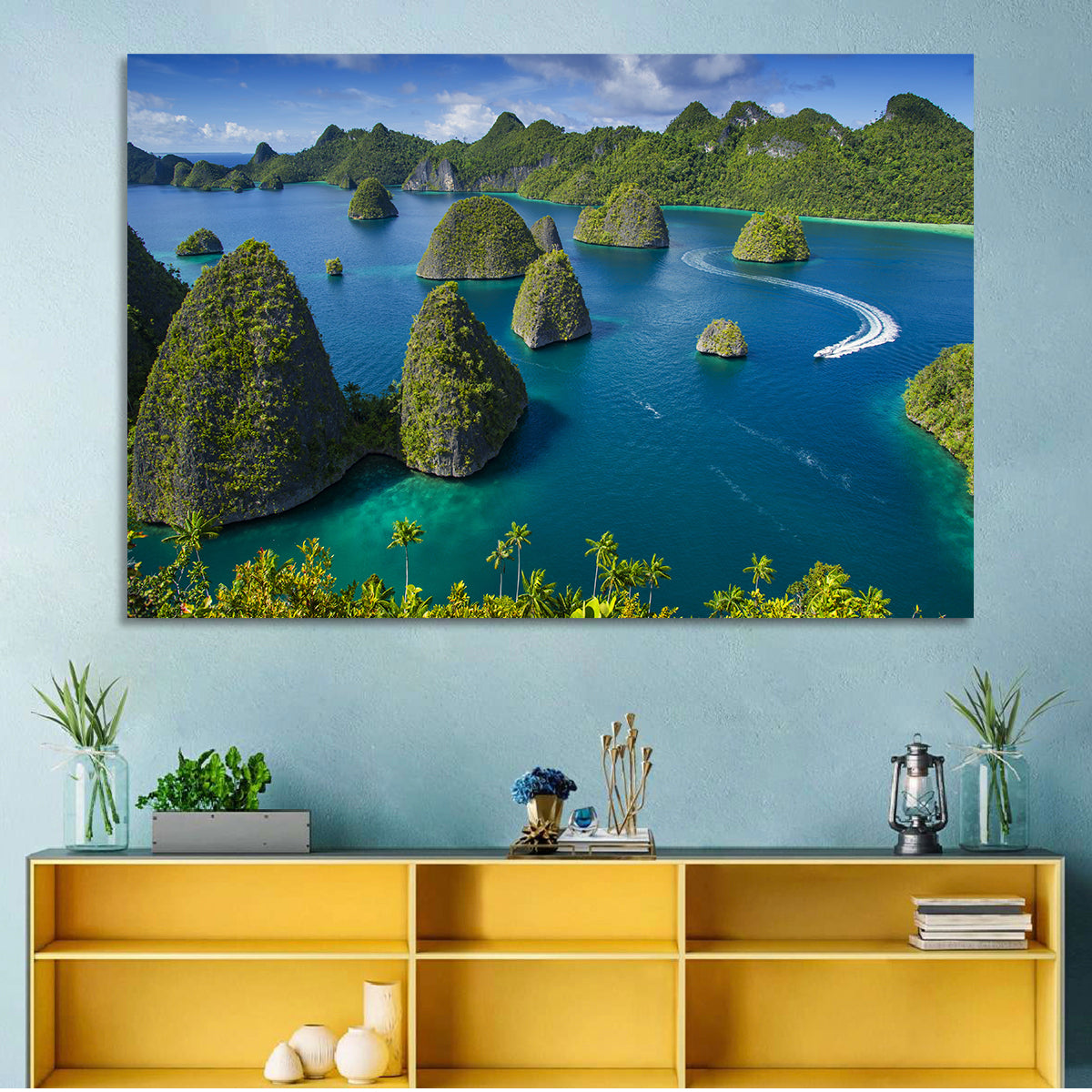 Wayag Islands, Raja Ampat Wall Art in a room, landscape