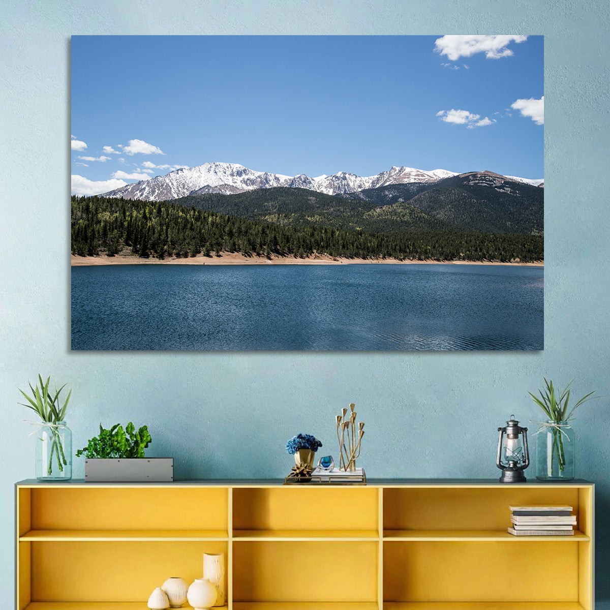 Pikes Peak from Crystal Lake Wall Art in a room, landscape