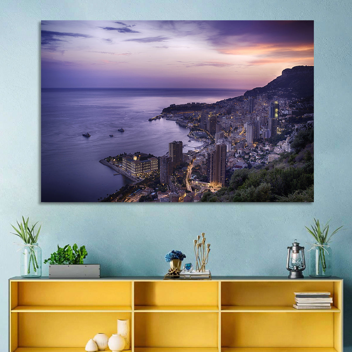 Monte Carlo at Dusk Wall Art in a room, landscape