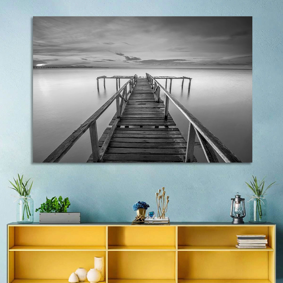 Teluk Tempoyak Jetty at Dusk Wall Art in a room, landscape