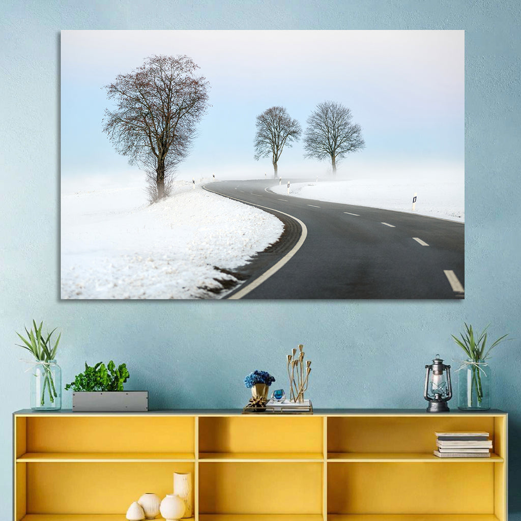 Foggy Winter Road Wall Art