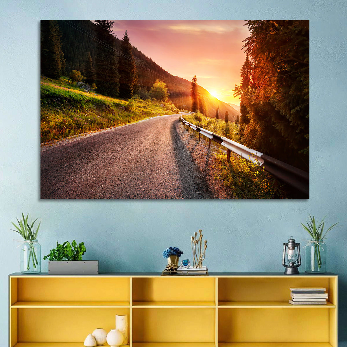 Golden Hour Mountain Road Wall Art