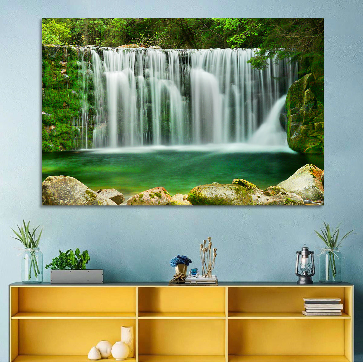 Lake Emerald Waterfall Wall Art