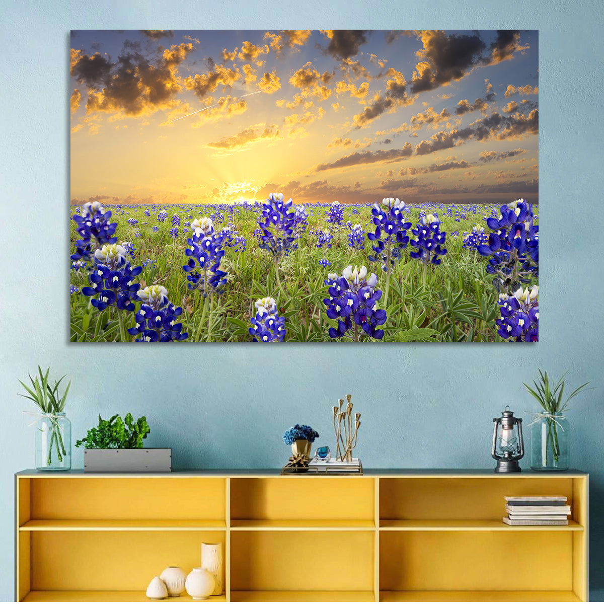 Bluebonnet Field at Sunset Wall Art
