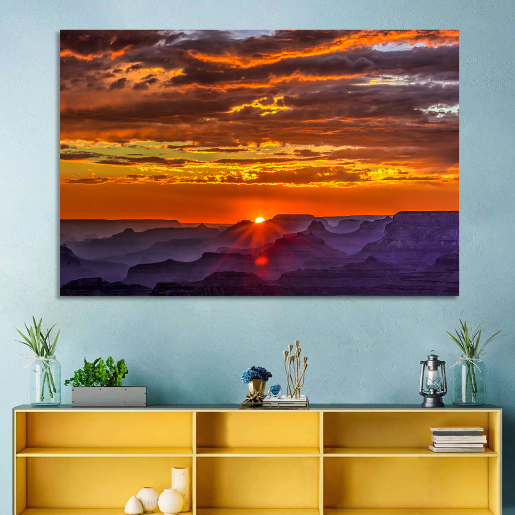 Lipan Point Sunset Sunburst Wall Art