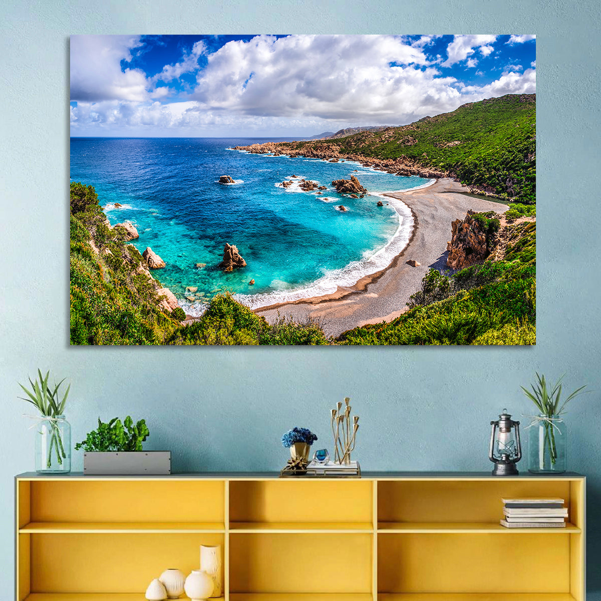 Cala Spinosa Cove, Sardinia Wall Art in a room, landscape