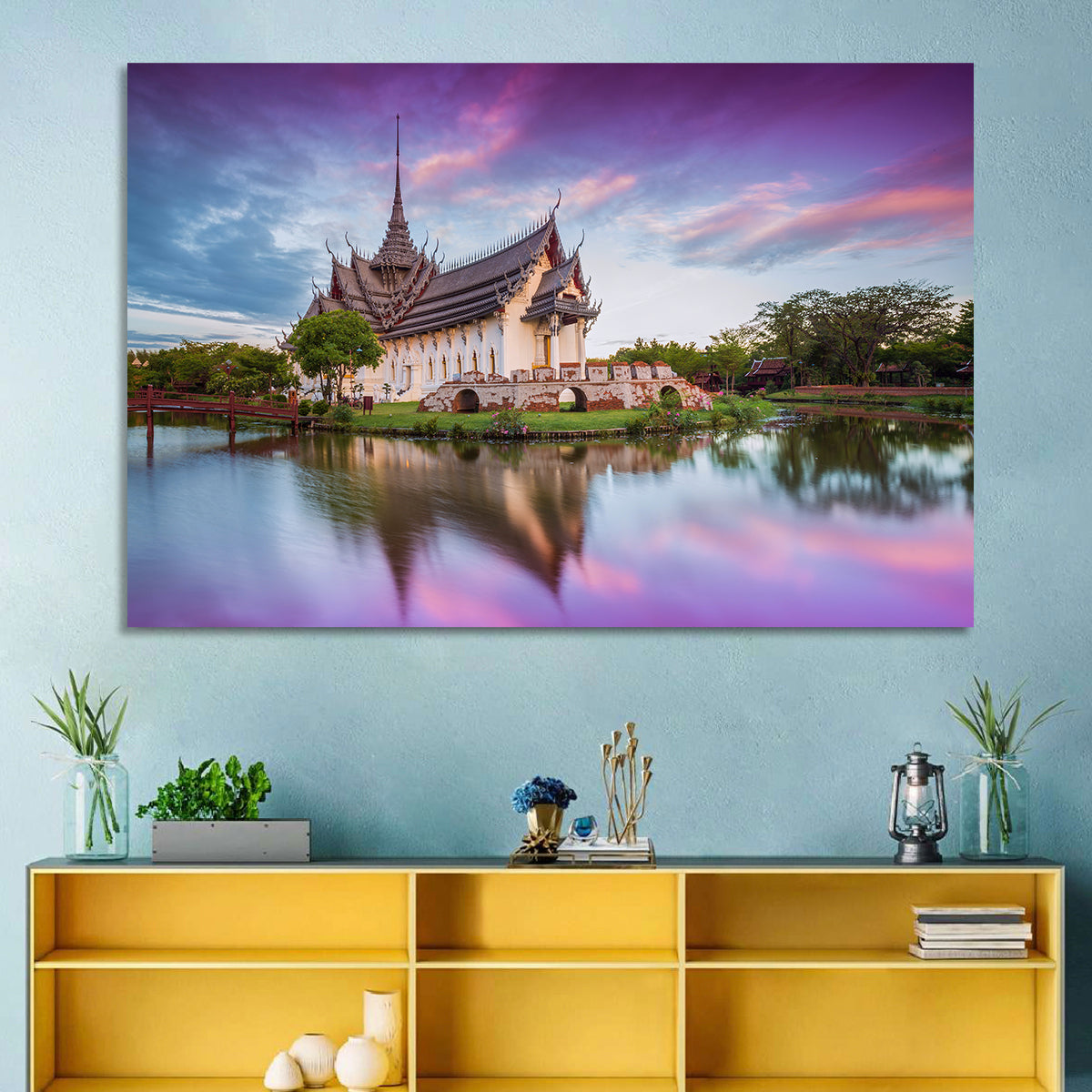 Sanphet Prasat Palace at Dusk Wall Art in a room, landscape