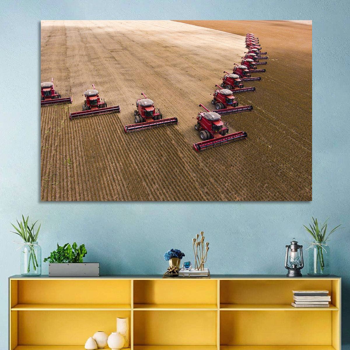 Aerial Soybean Harvest Wall Art