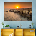Sunset Over Sea Caves Wall Art