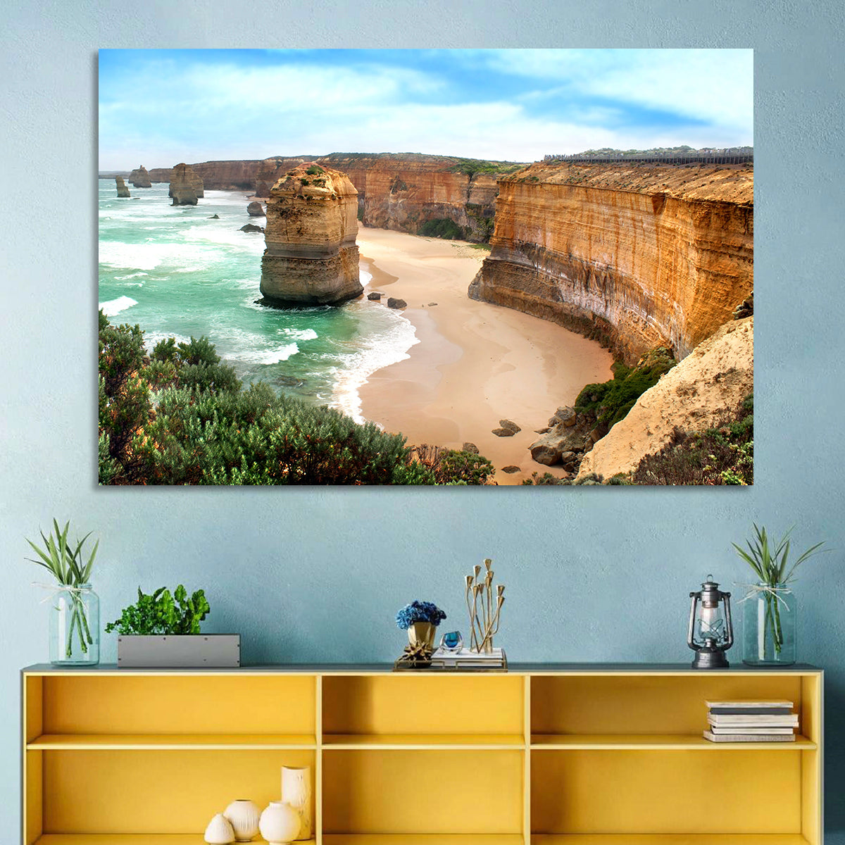 Twelve Apostles Coastline Wall Art in a room, landscape
