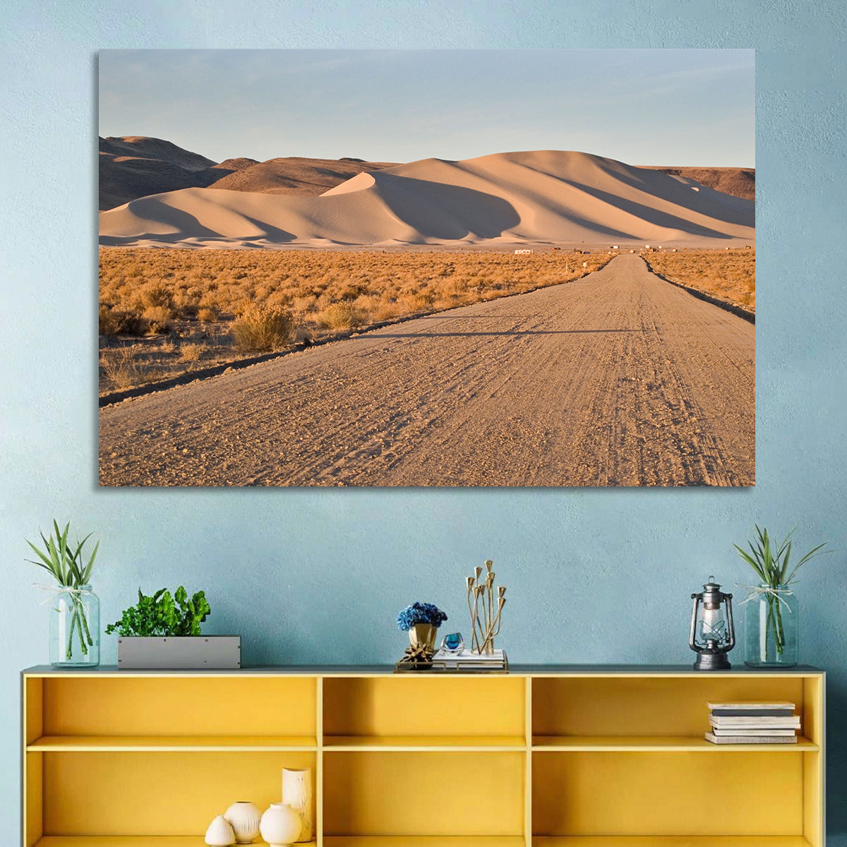 Sand Mountain Dune Road Wall Art in a room, landscape