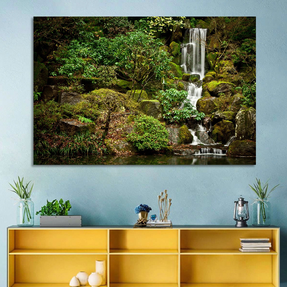 Secluded Mossy Waterfall Wall Art