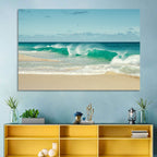 Turquoise Wave on Sandy Beach Wall Art