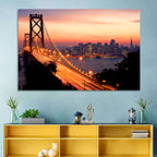 Bay Bridge Light Trails at Sunset Wall Art