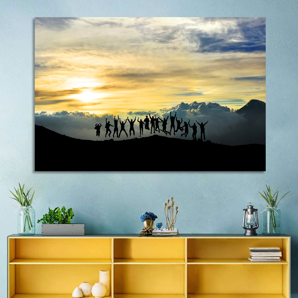 Golden Team Silhouettes at Sunset Wall Art