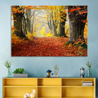 Misty Autumn Forest Path Wall Art