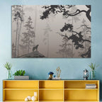 Howling Wolf in Misty Forest Wall Art