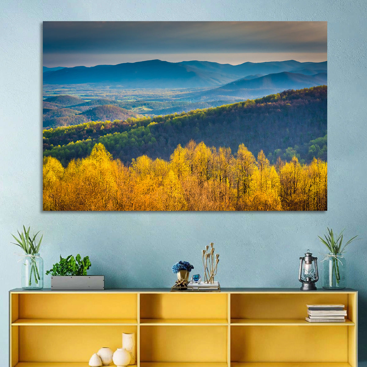 Shenandoah Golden Hour Ridge Wall Art in a room, landscape