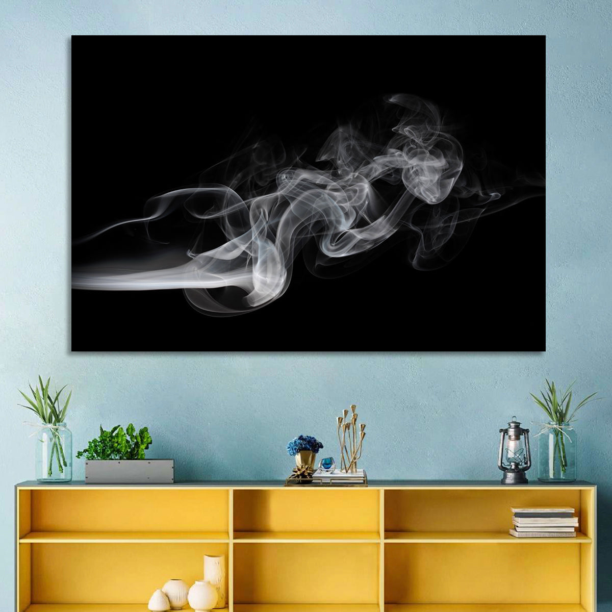 Swirling Smoke on Black Wall Art