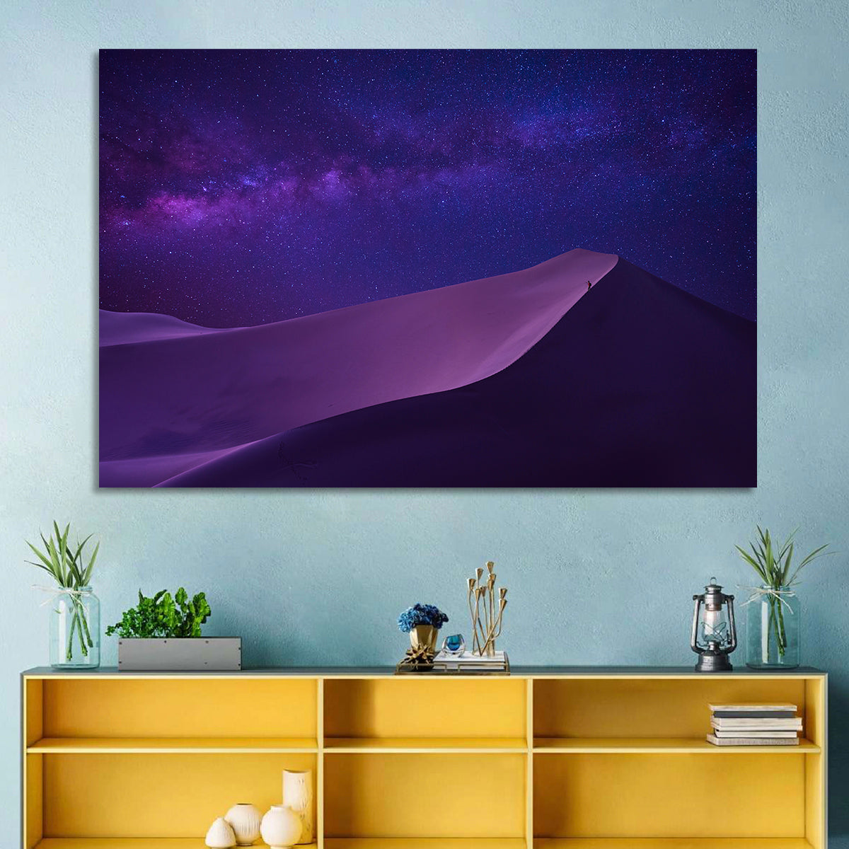 Lone Hiker Under the Milky Way Wall Art