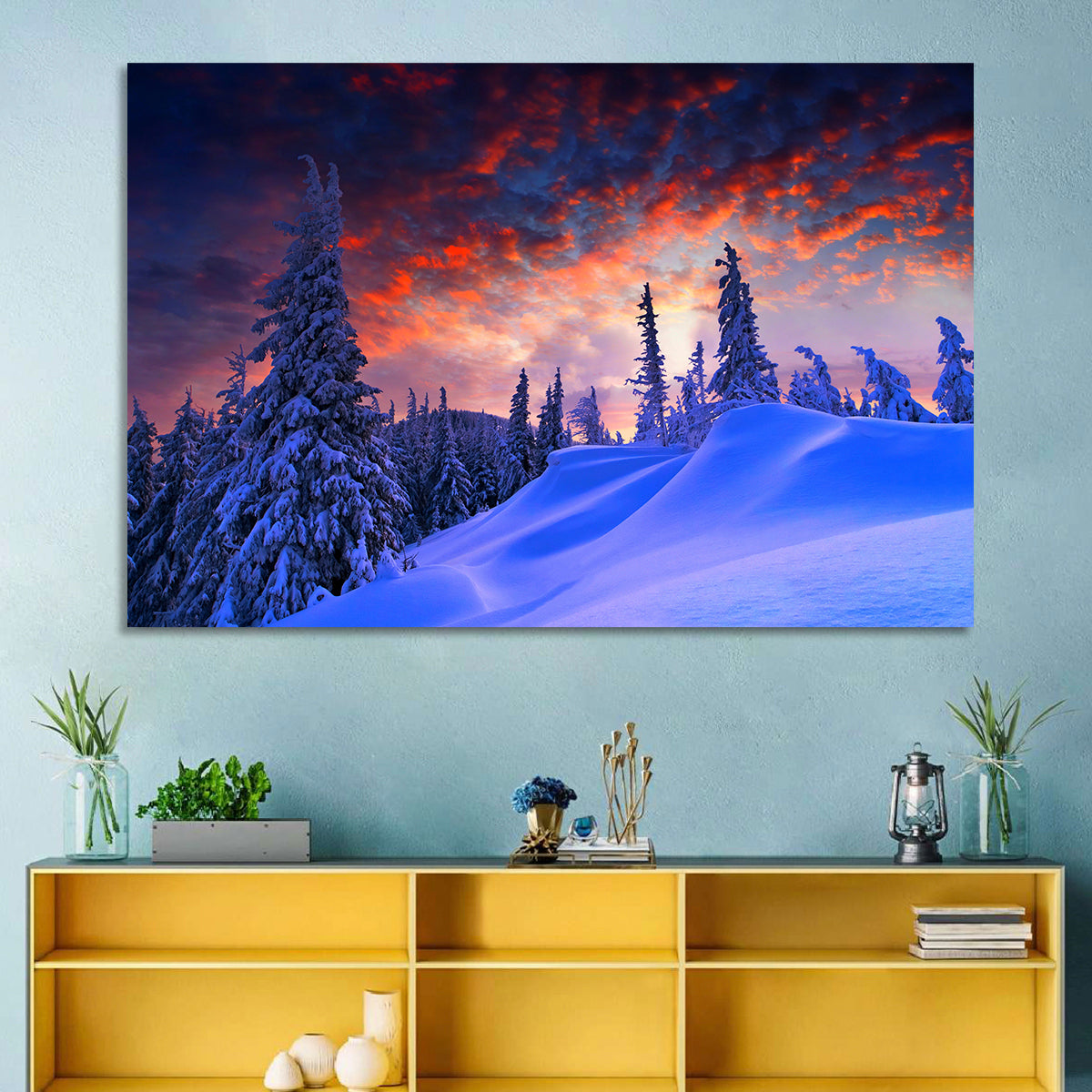 Snow-covered Mountain Sunset Wall Art