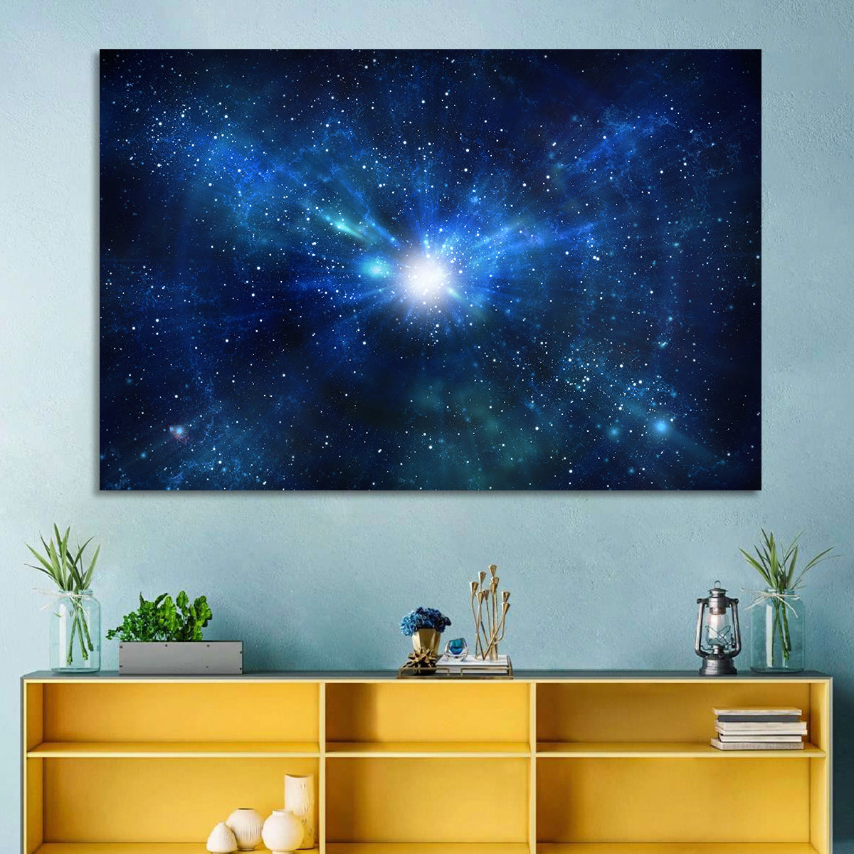 Lightspeed Galaxy Burst Wall Art in a room, landscape