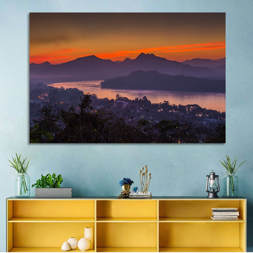 Luang Prabang Sunset Over Mekong Wall Art