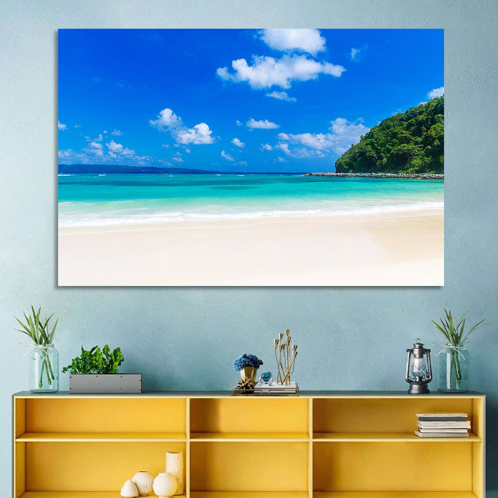 Turquoise Tropical Beach Scene Wall Art