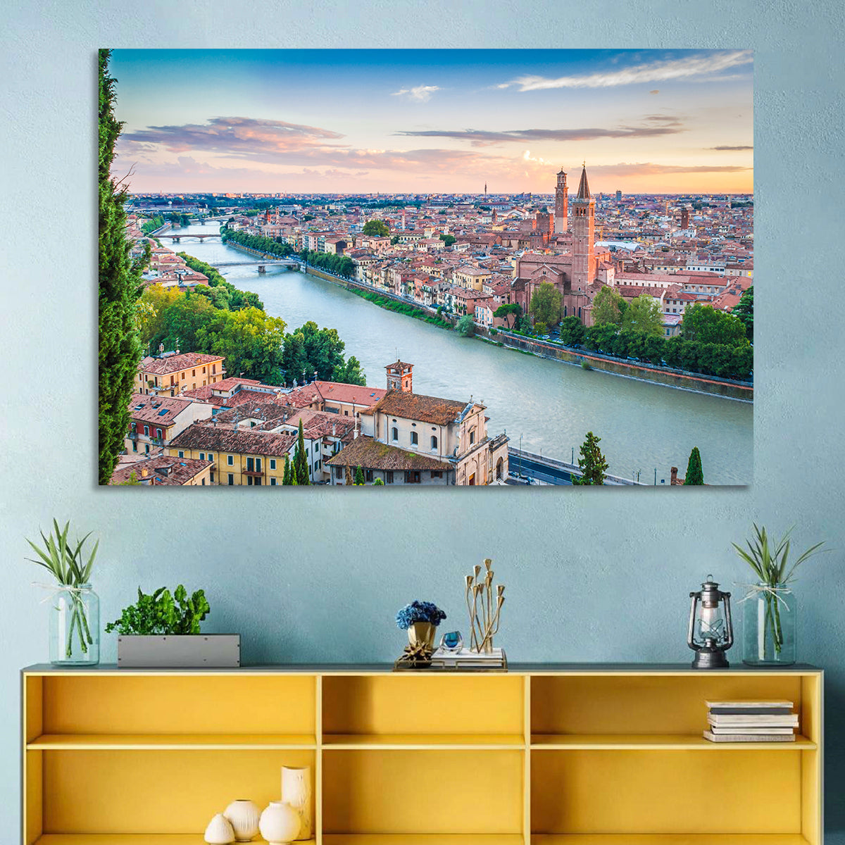 Verona Riverbend at Golden Hour Wall Art