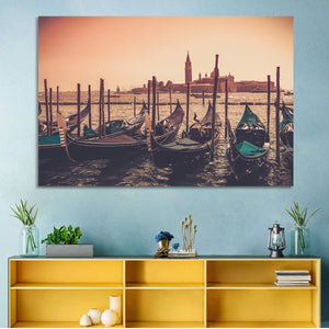 Gondolas In Canal Wall Art